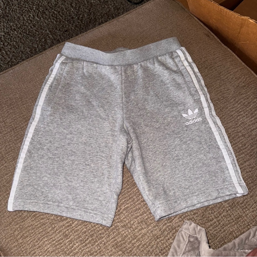 Adidas Heather Gray Shorts with White Accents